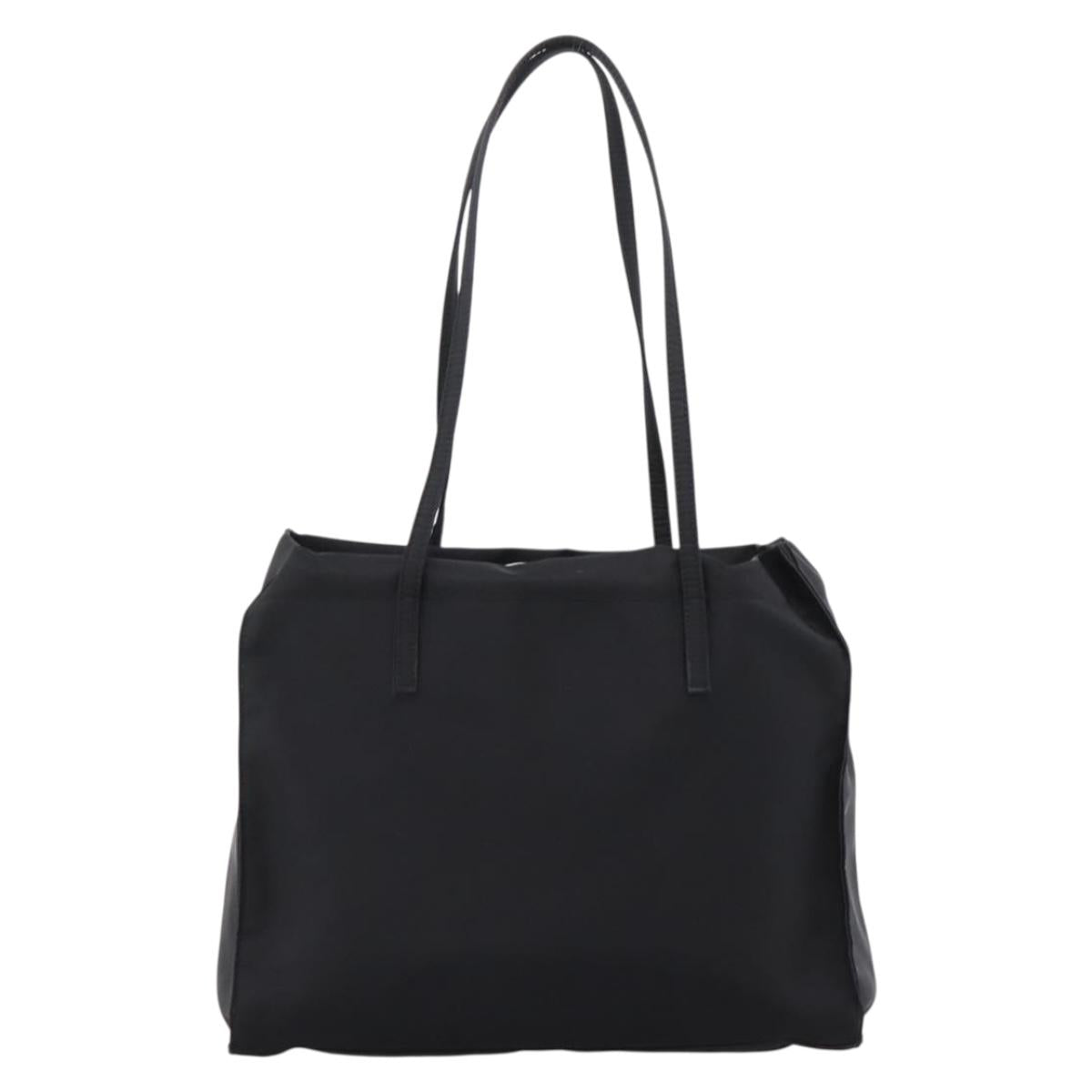 FENDI Shoulder Bag Nylon Black Silver Auth 208789A