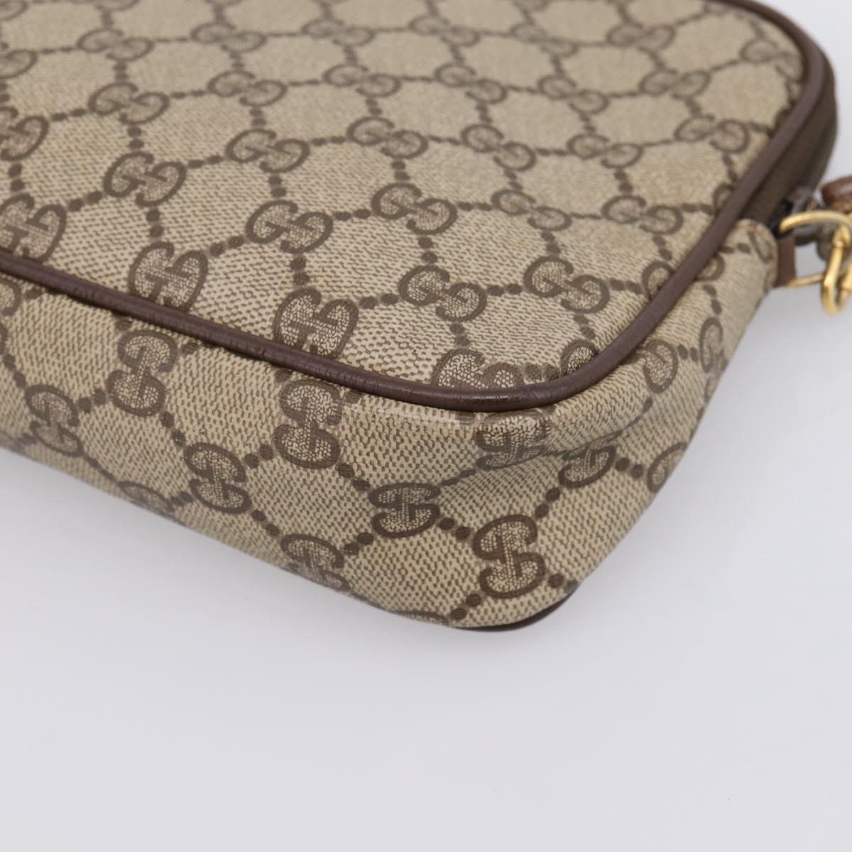 GUCCI GG Supreme Shoulder Bag PVC Beige Gold 97 02 068 Auth 208791