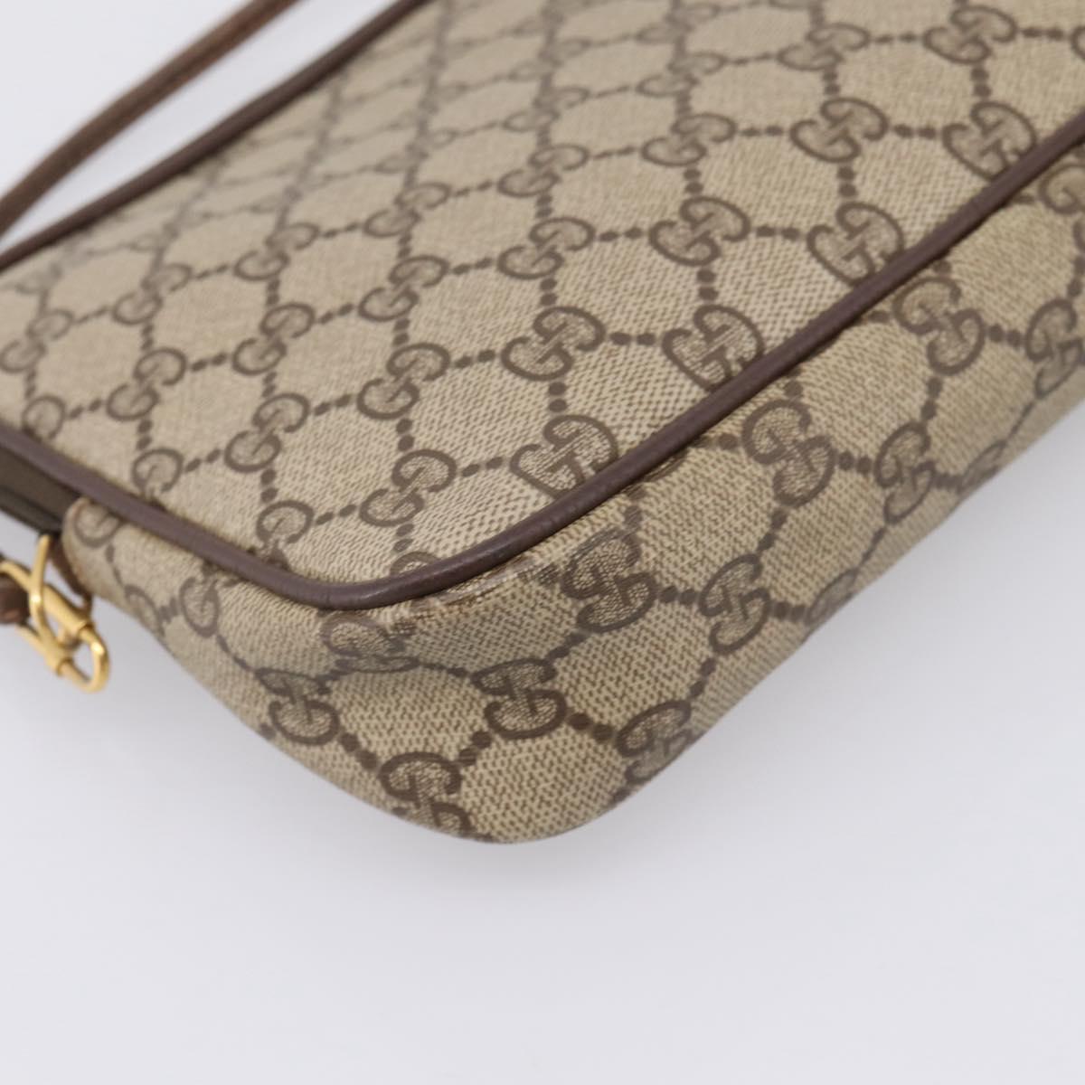 GUCCI GG Supreme Shoulder Bag PVC Beige Gold 97 02 068 Auth 208791