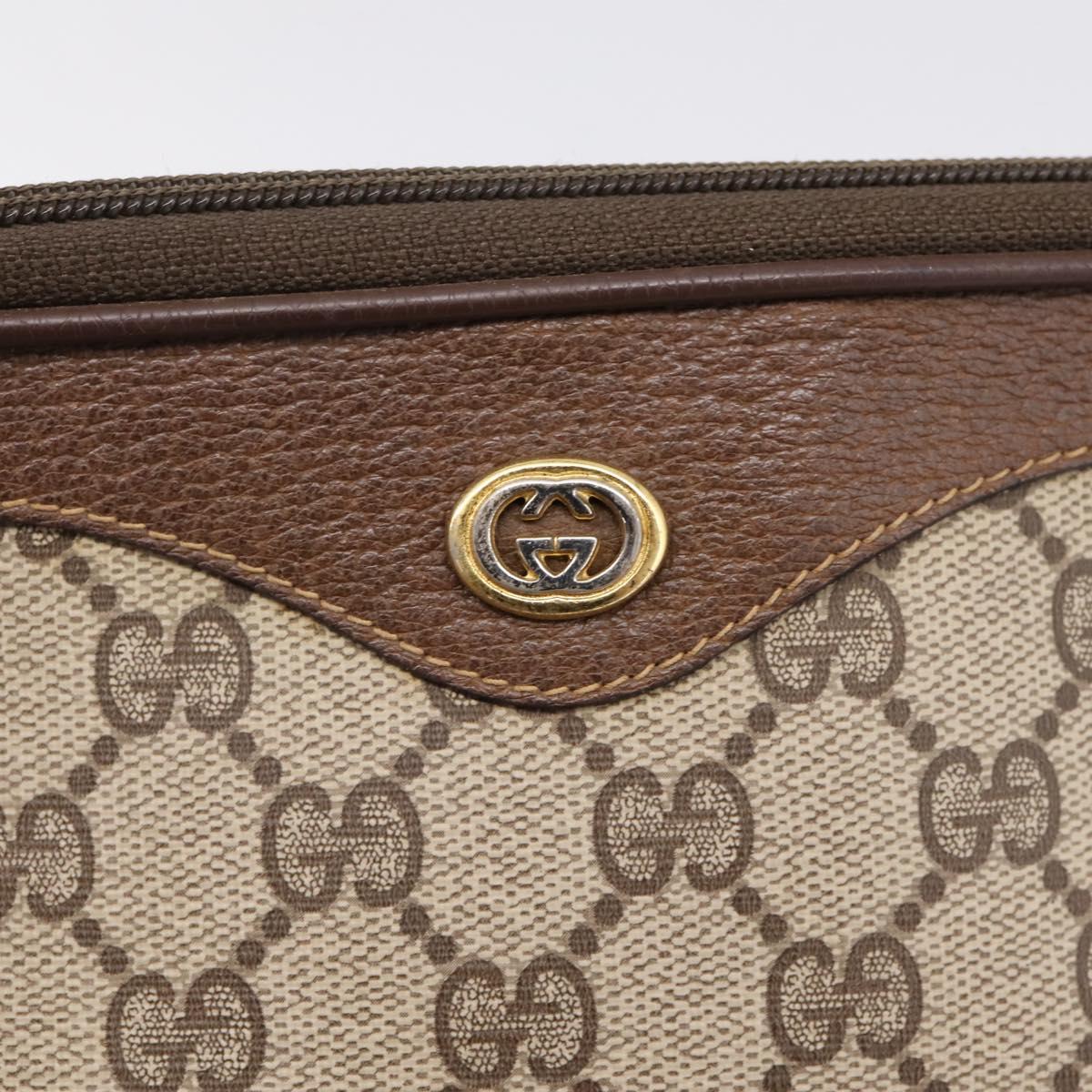 GUCCI GG Supreme Shoulder Bag PVC Beige Gold 97 02 068 Auth 208791