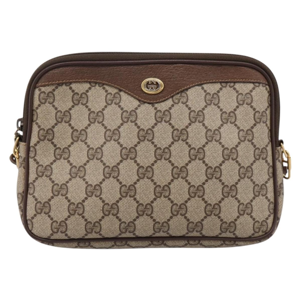 GUCCI GG Supreme Shoulder Bag PVC Beige Gold 97 02 068 Auth 208791
