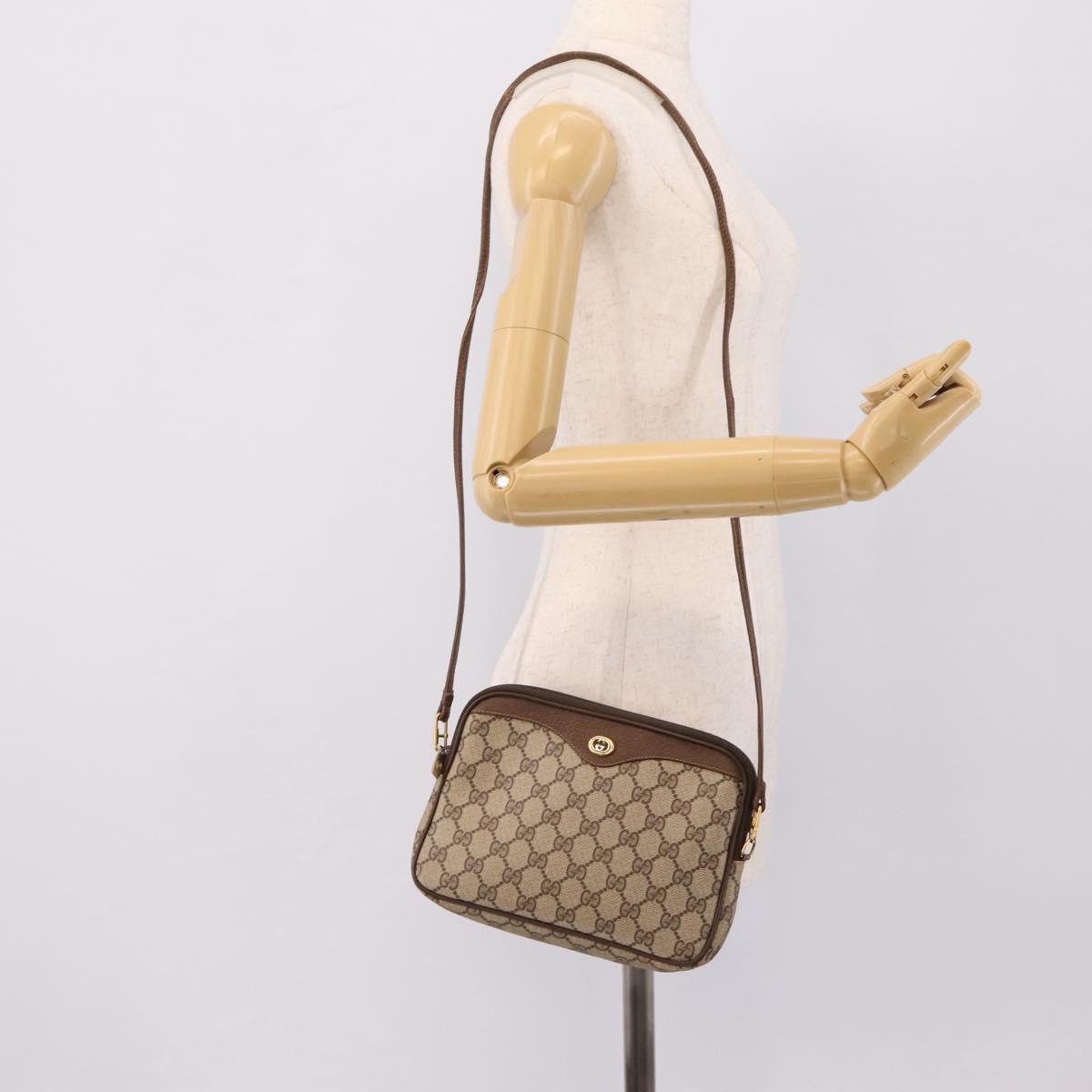 GUCCI GG Supreme Shoulder Bag PVC Beige Gold 97 02 068 Auth 208791