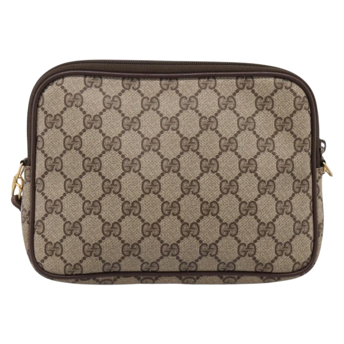 GUCCI GG Supreme Shoulder Bag PVC Beige Gold 97 02 068 Auth 208791