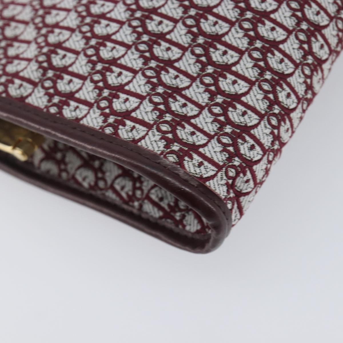 Christian Dior Trotter Canvas Clutch Bag Red Gold Auth 208792A