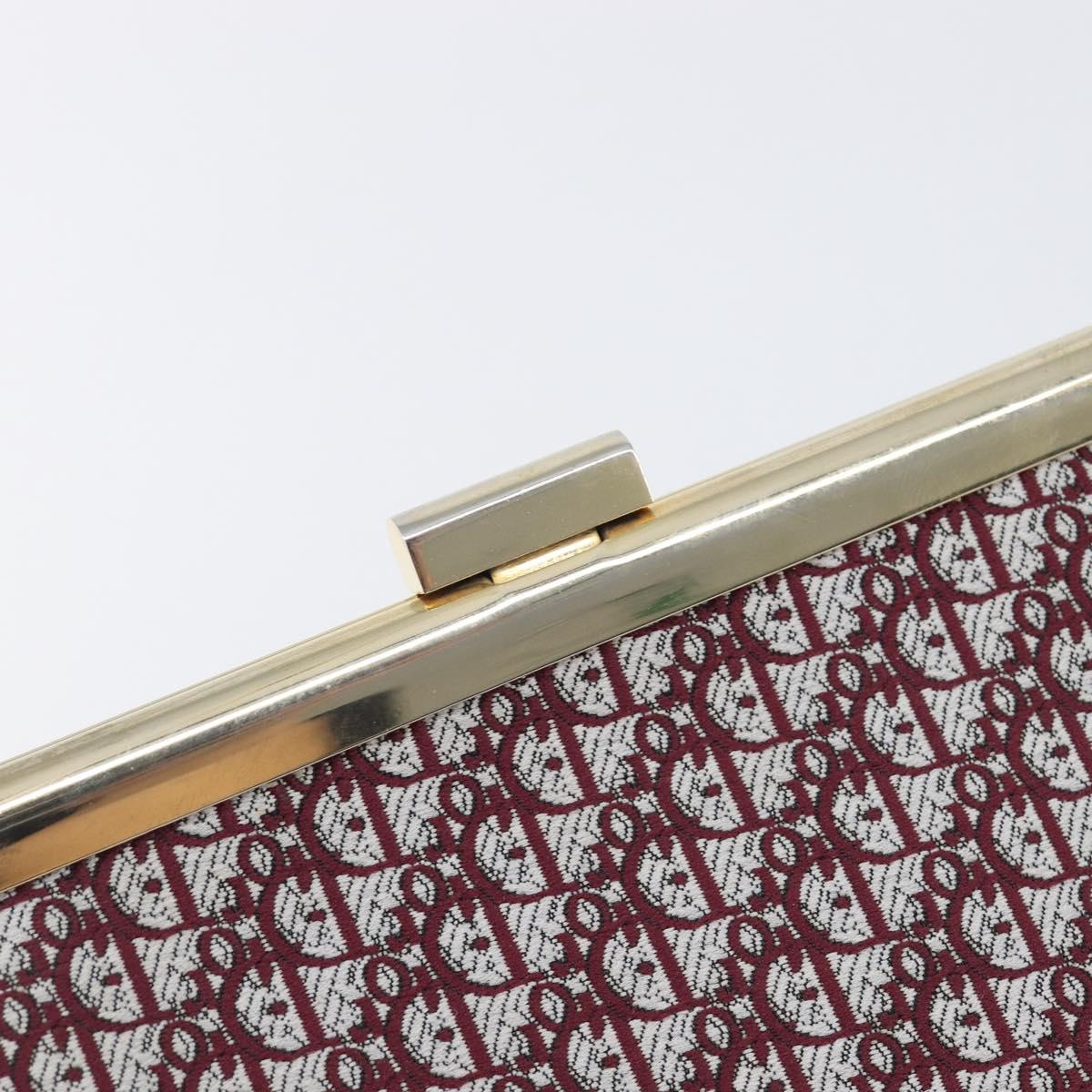 Christian Dior Trotter Canvas Clutch Bag Red Gold Auth 208792A
