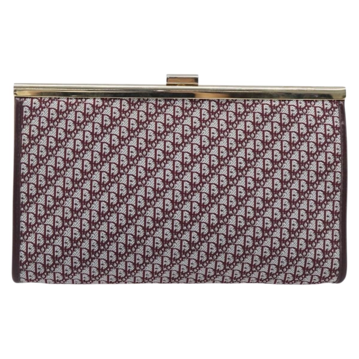 Christian Dior Trotter Canvas Clutch Bag Red Gold Auth 208792A