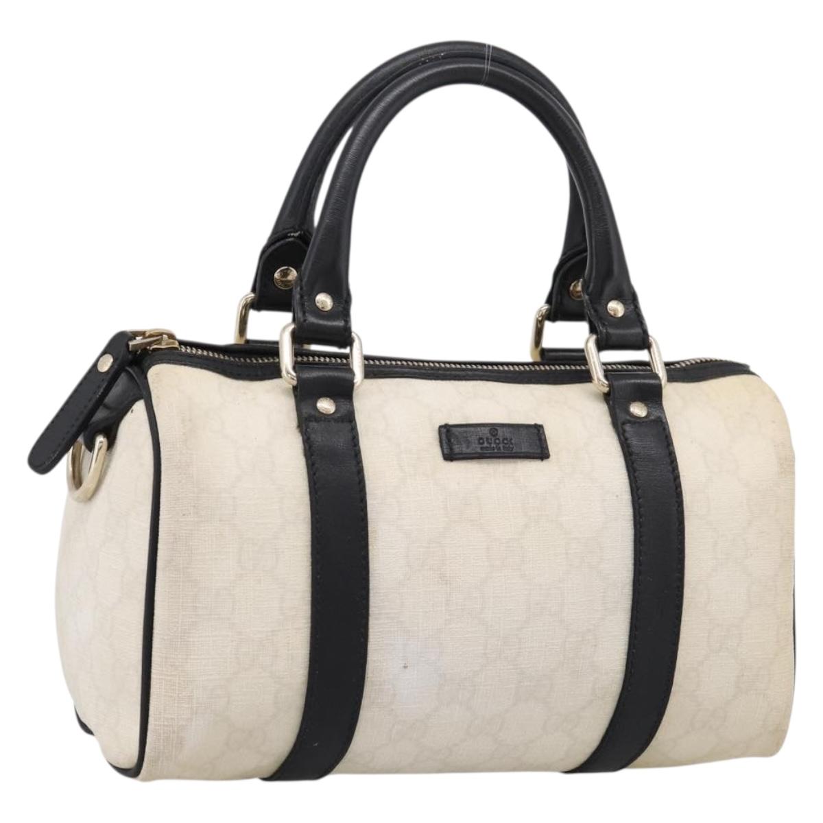 GUCCI GG Supreme Hand Bag PVC White Gold 193604 Auth 208793