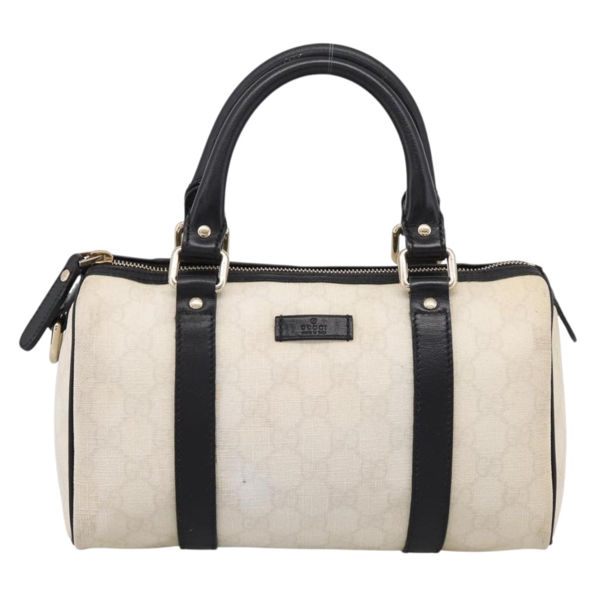 GUCCI GG Supreme Hand Bag PVC White Gold 193604 Auth 208793