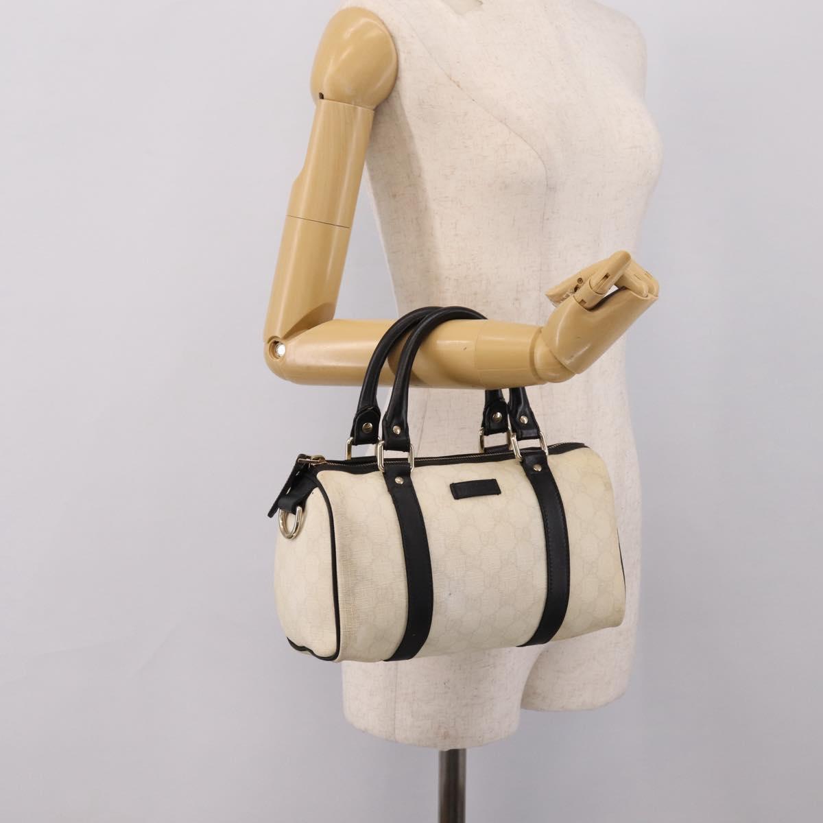 GUCCI GG Supreme Hand Bag PVC White Gold 193604 Auth 208793