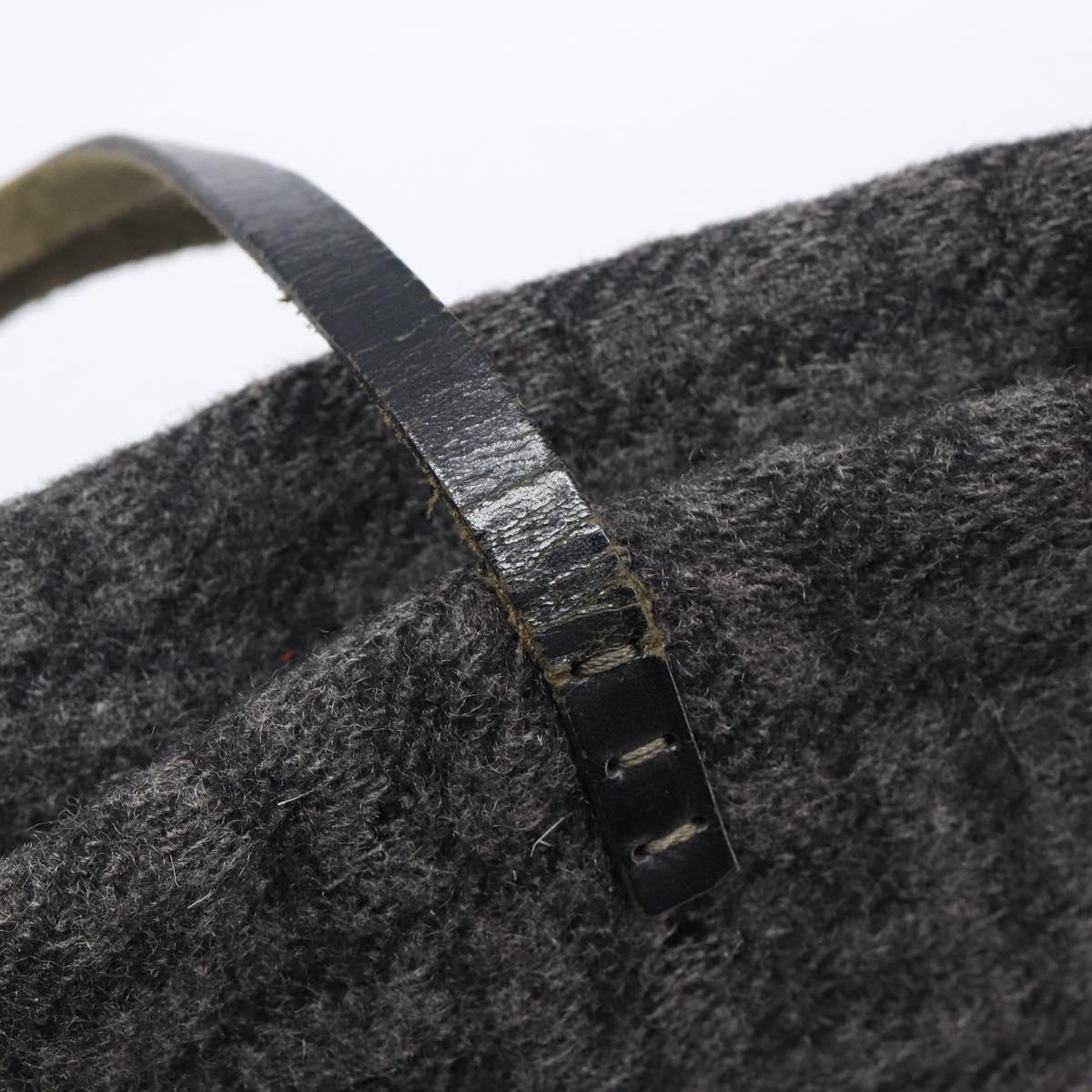 FENDI Zucca Canvas Tote Bag Wool Black Silver Auth 208794A
