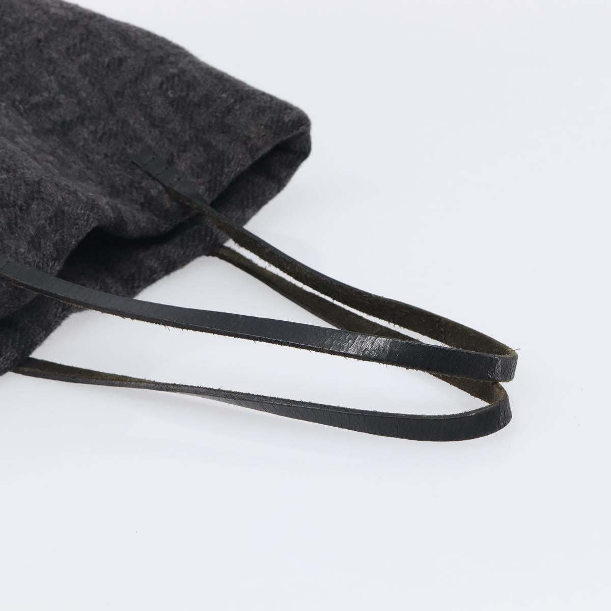 FENDI Zucca Canvas Tote Bag Wool Black Silver Auth 208794A