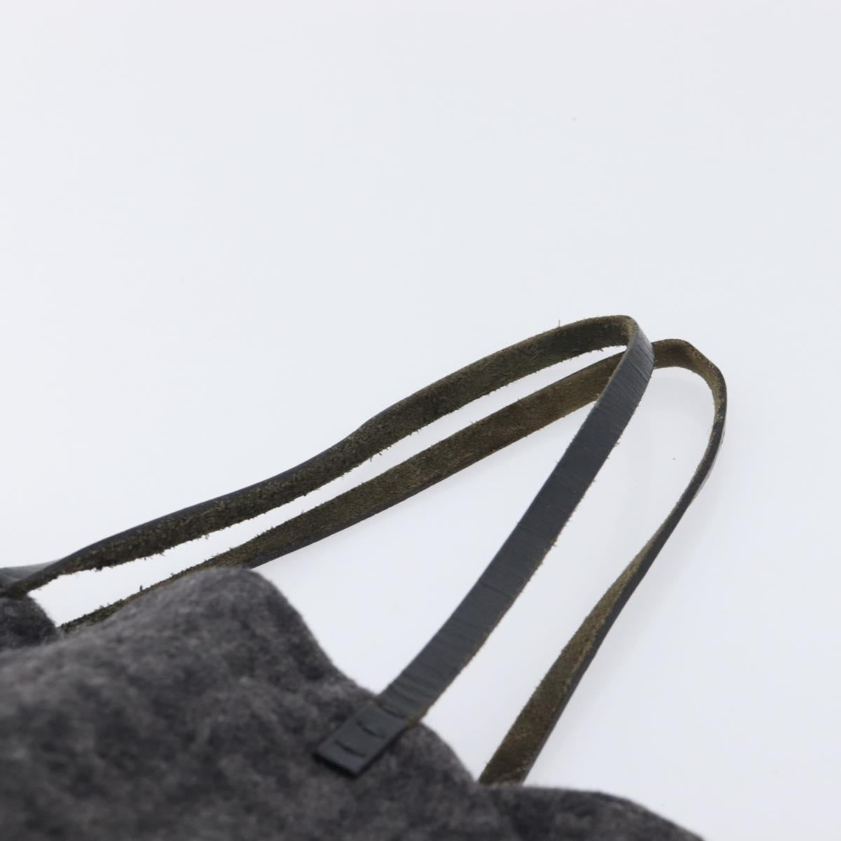 FENDI Zucca Canvas Tote Bag Wool Black Silver Auth 208794A