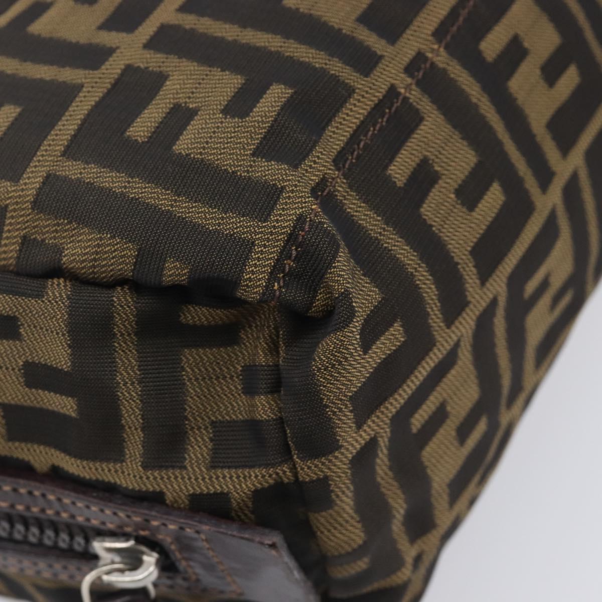 FENDI Zucca Canvas Clutch Bag Black Brown Auth 208796A