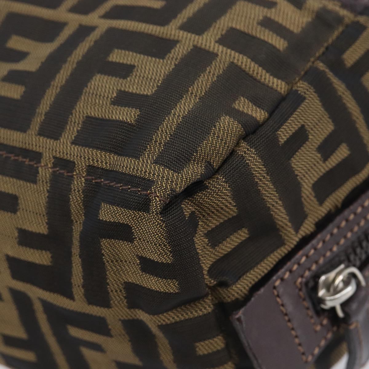 FENDI Zucca Canvas Clutch Bag Black Brown Auth 208796A