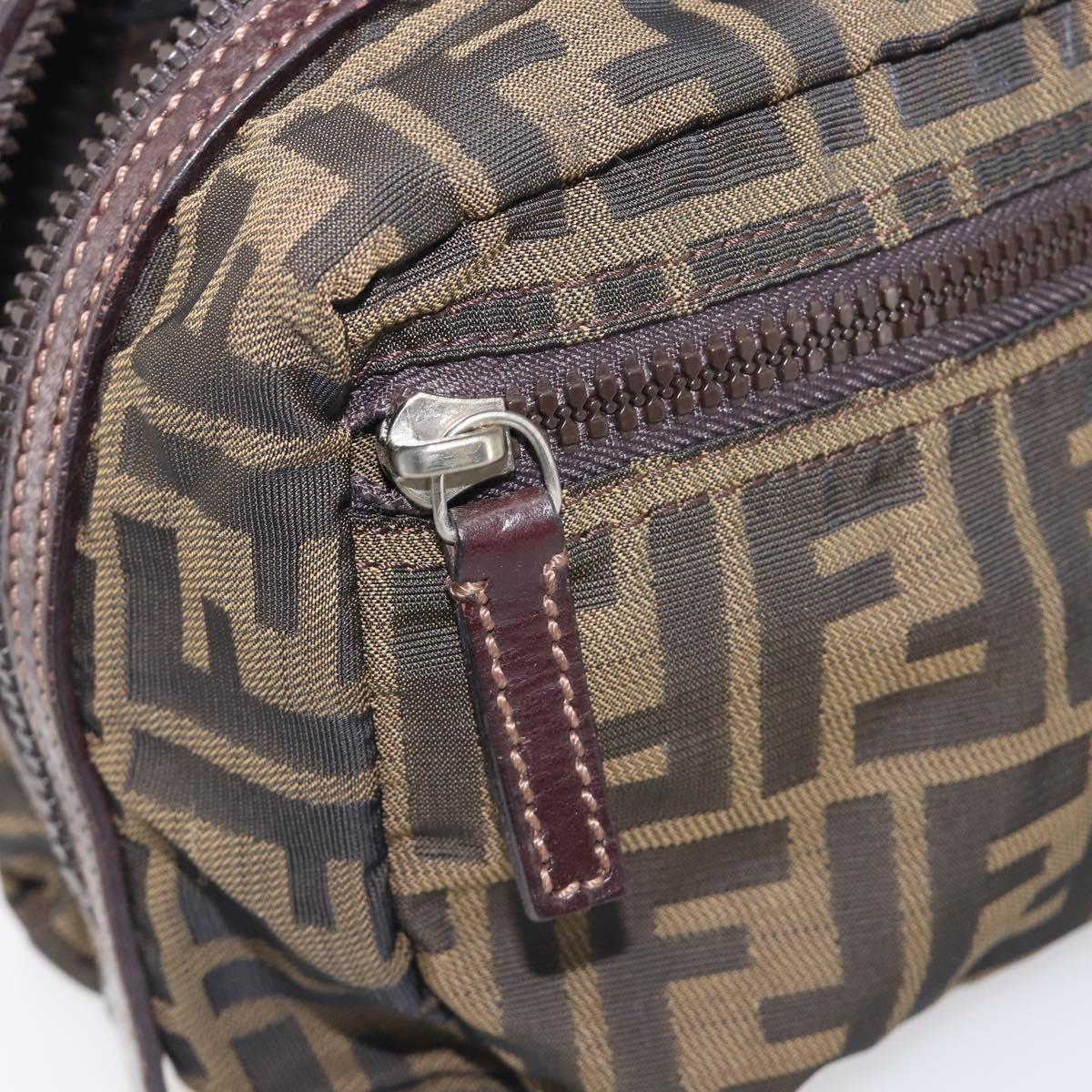 FENDI Zucca Canvas Clutch Bag Black Brown Auth 208796A