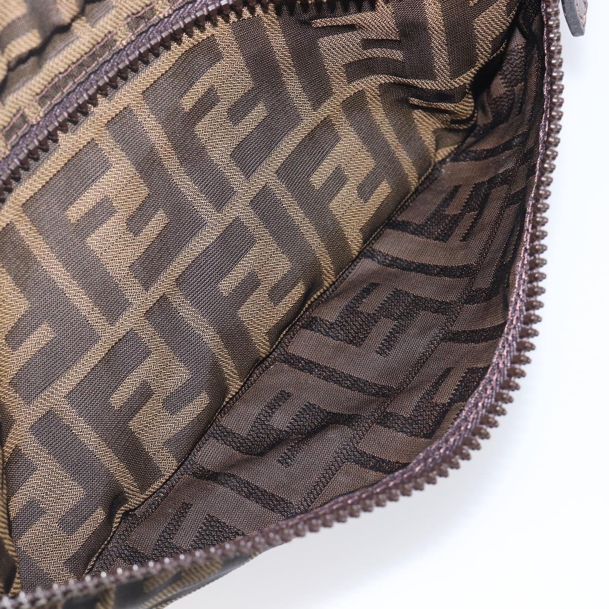 FENDI Zucca Canvas Clutch Bag Black Brown Auth 208796A