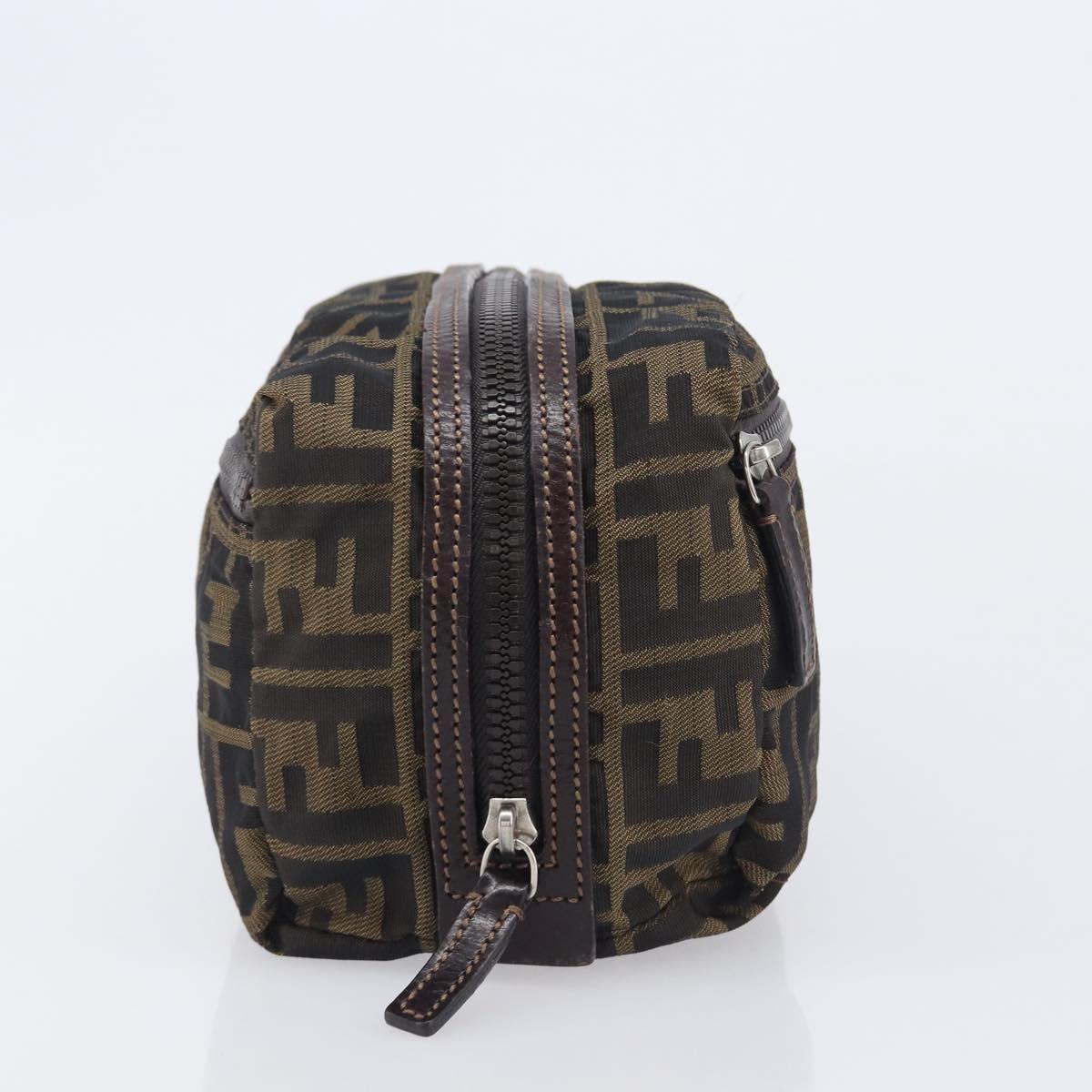FENDI Zucca Canvas Clutch Bag Black Brown Auth 208796A