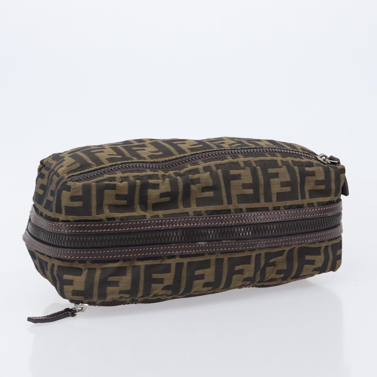 FENDI Zucca Canvas Clutch Bag Black Brown Auth 208796A