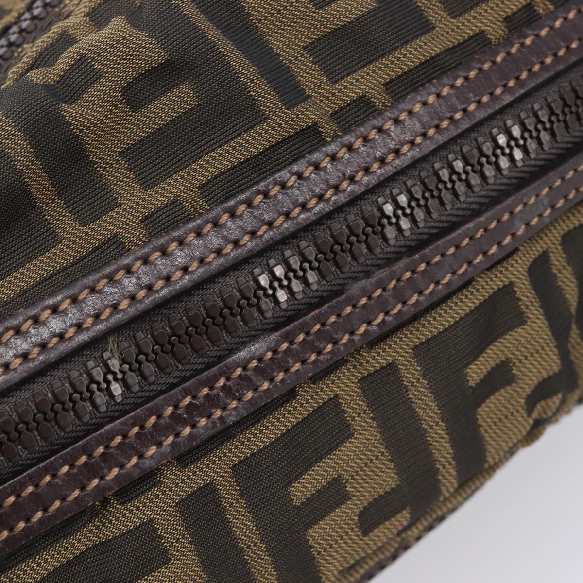 FENDI Zucca Canvas Clutch Bag Black Brown Auth 208796A