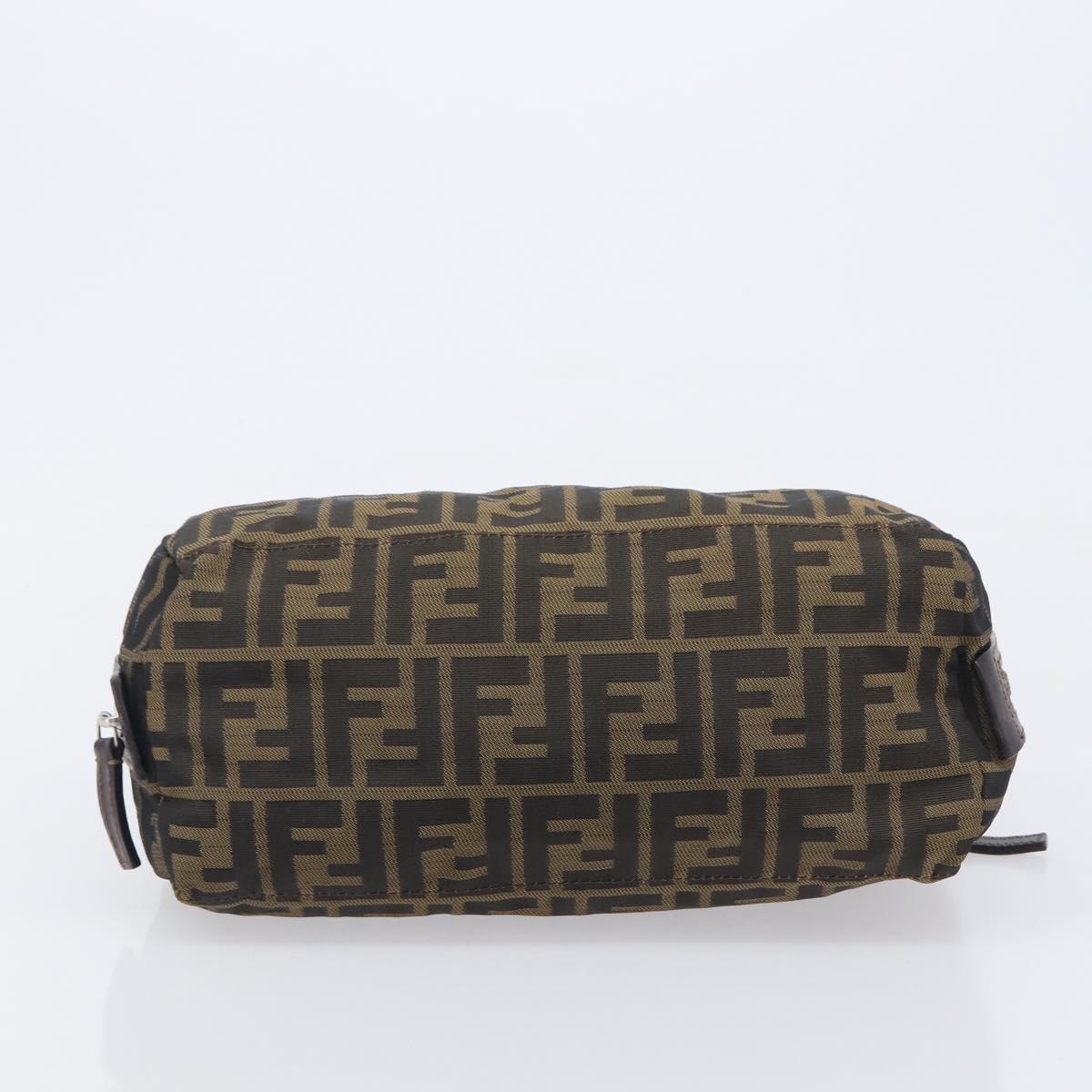 FENDI Zucca Canvas Clutch Bag Black Brown Auth 208796A