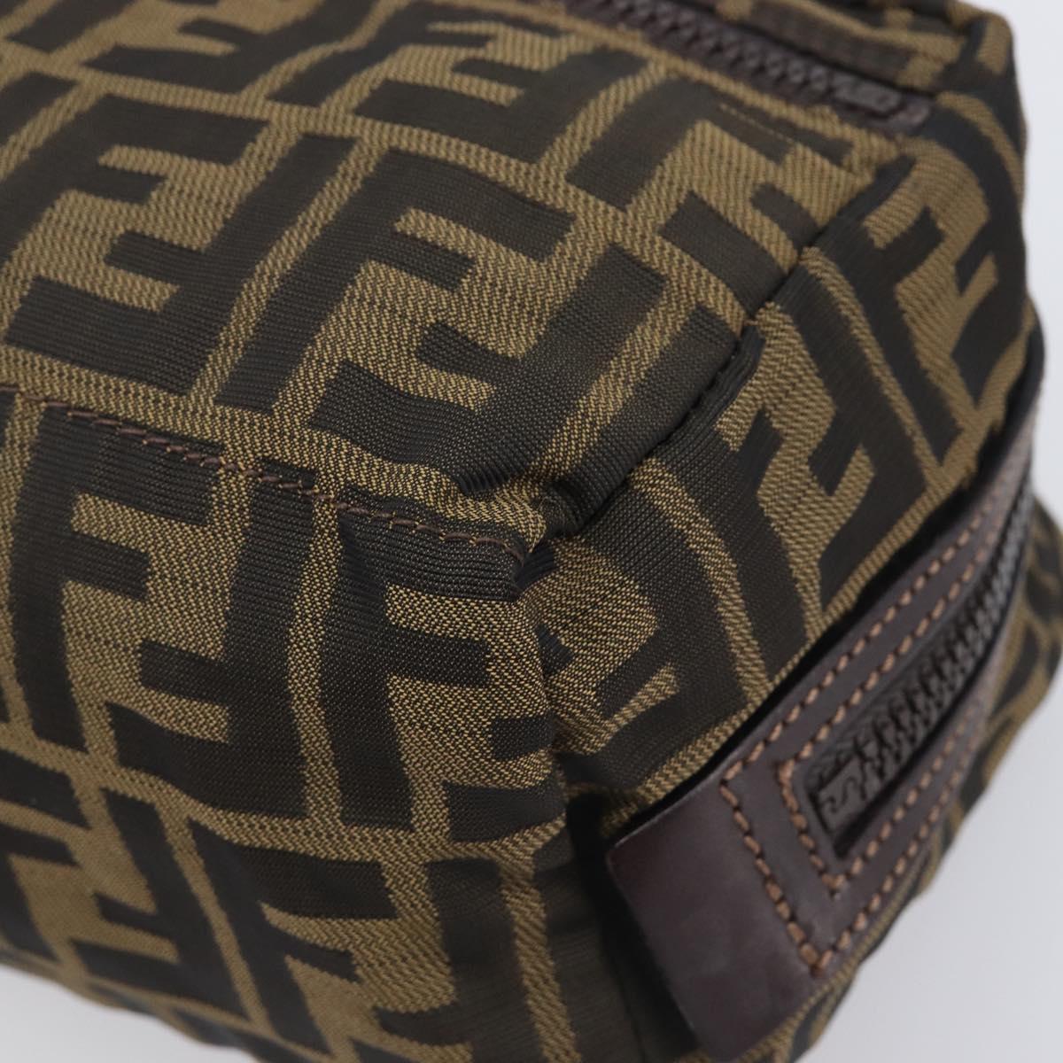FENDI Zucca Canvas Clutch Bag Black Brown Auth 208796A