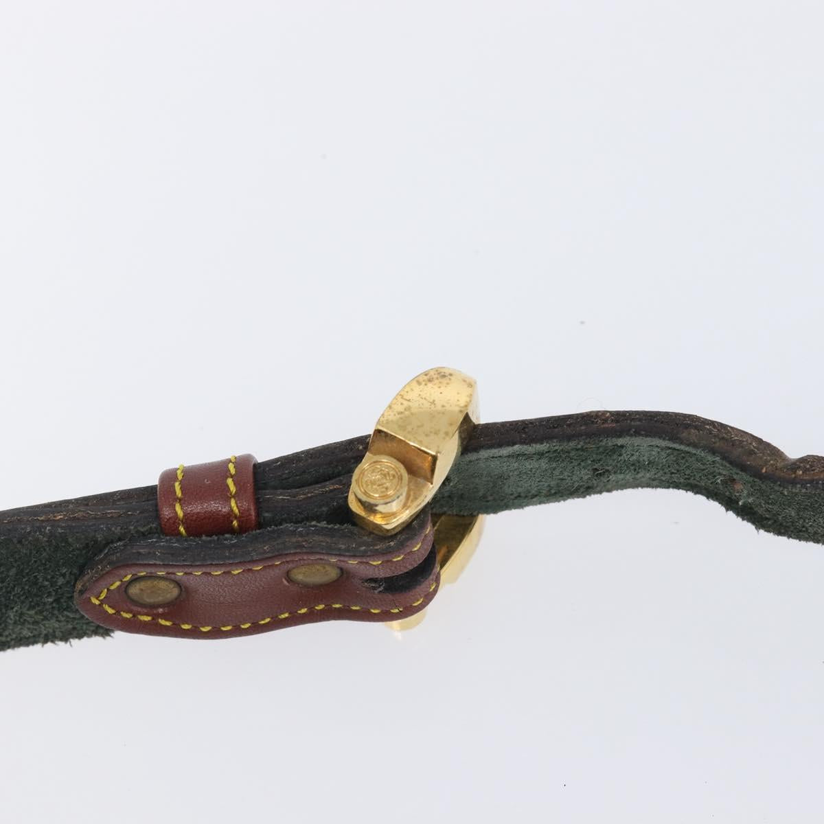 LOEWE Shoulder Bag Suede Green Gold Auth 208798A