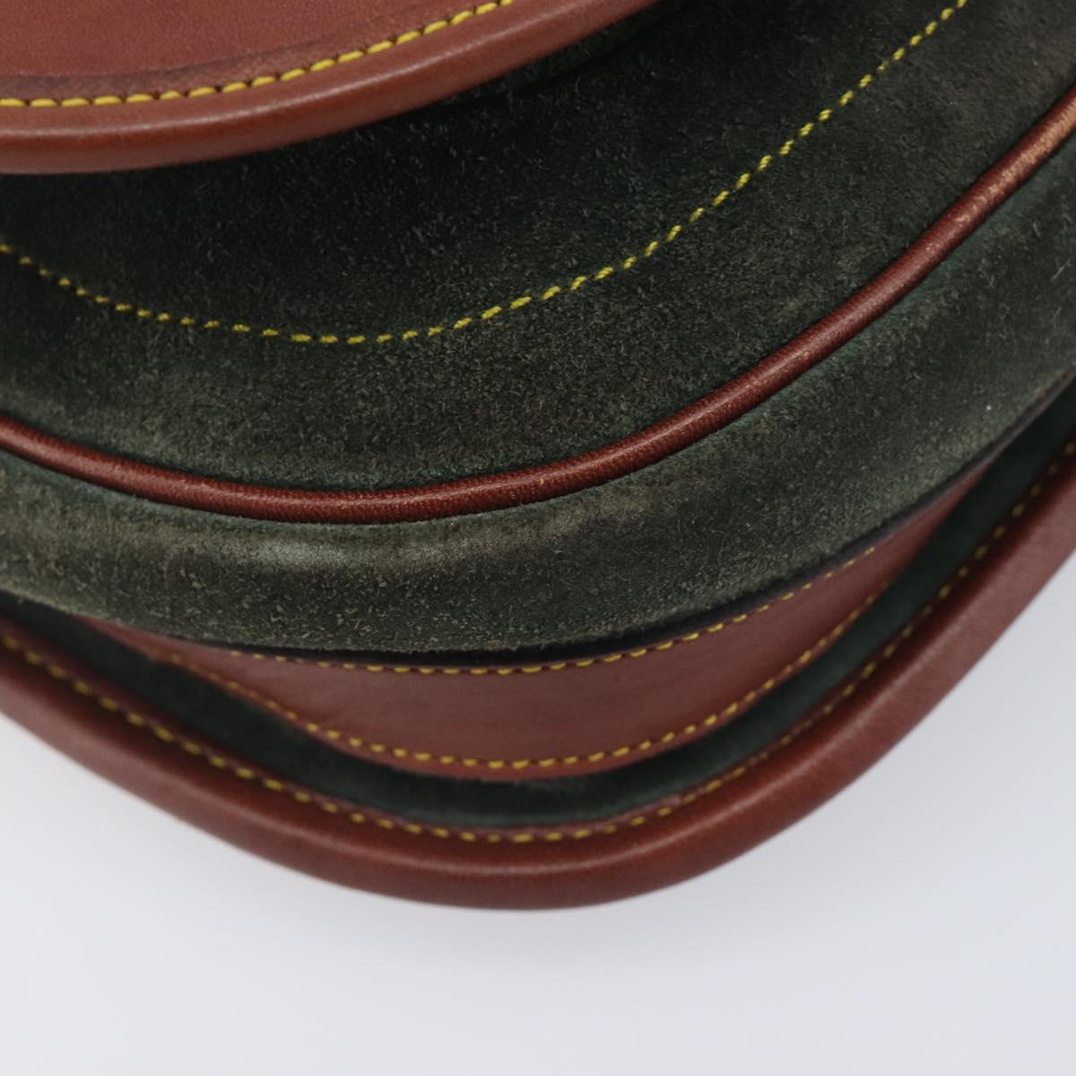 LOEWE Shoulder Bag Suede Green Gold Auth 208798A