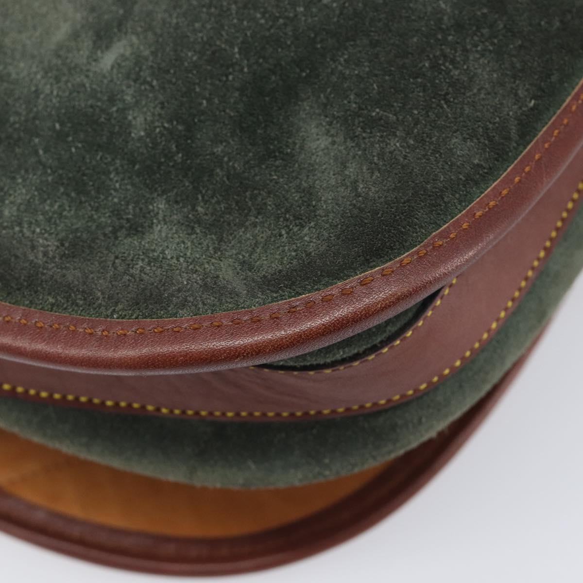 LOEWE Shoulder Bag Suede Green Gold Auth 208798A