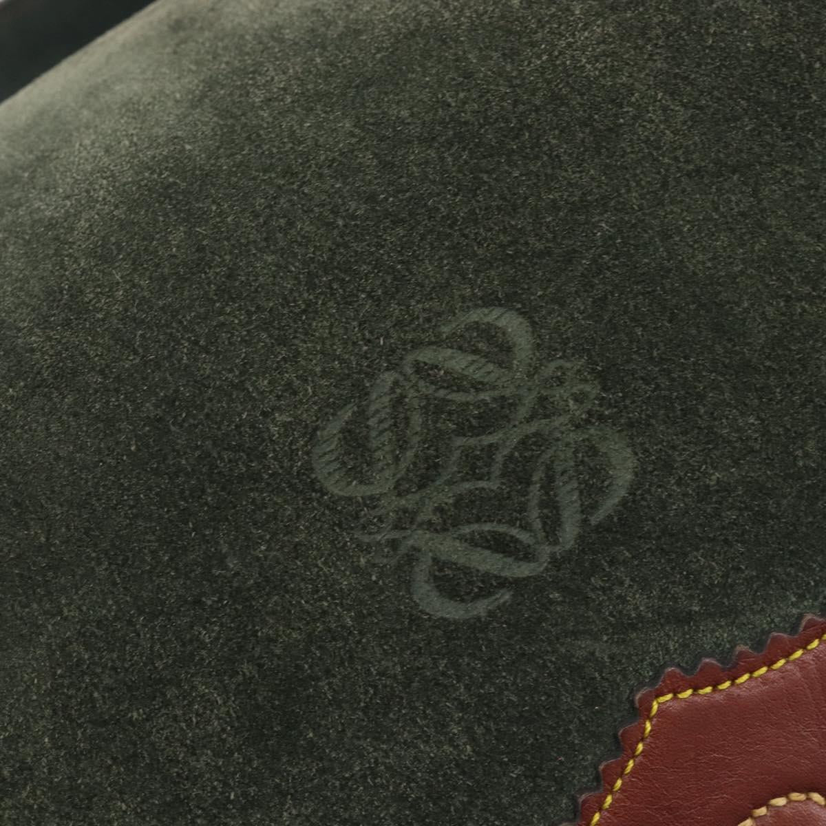 LOEWE Shoulder Bag Suede Green Gold Auth 208798A