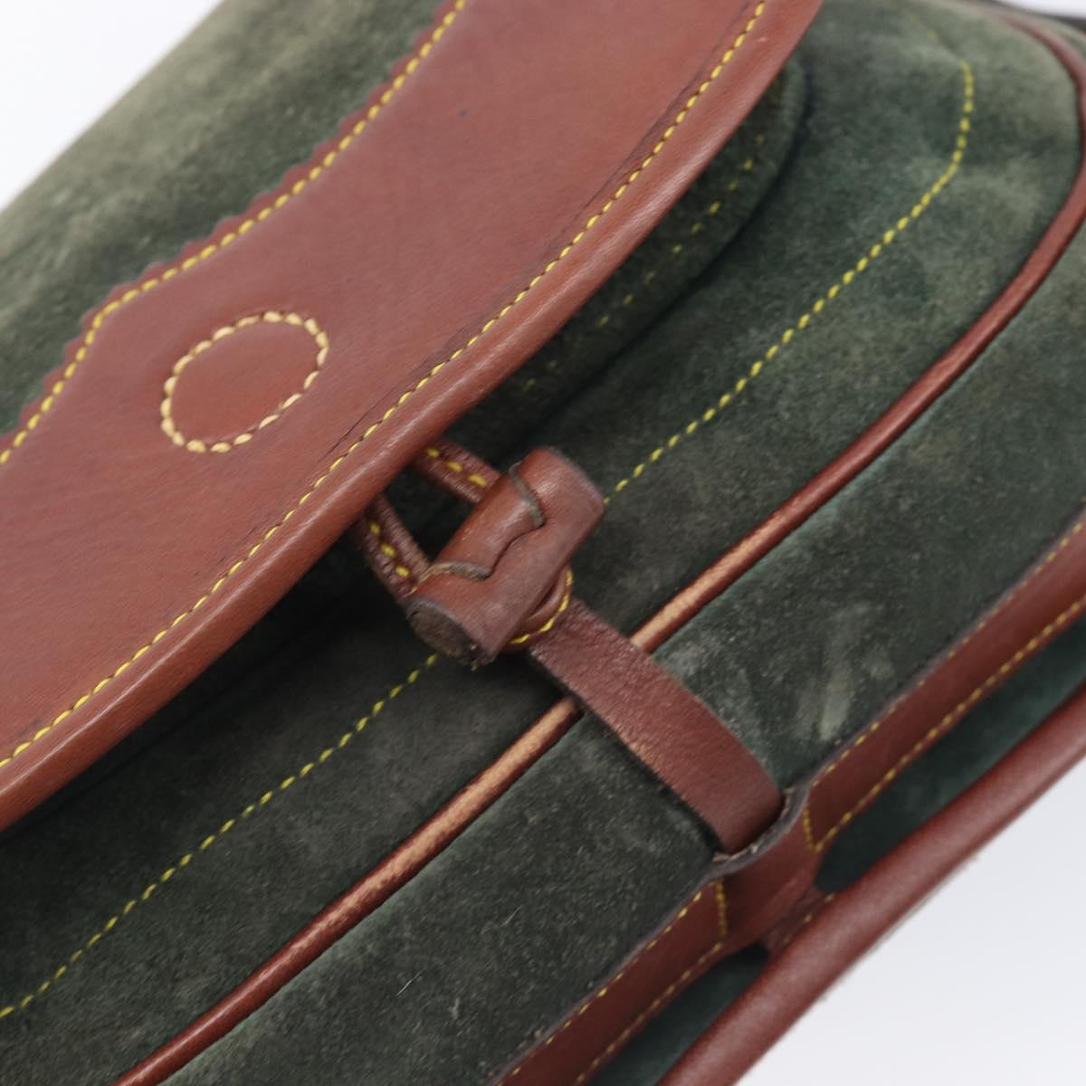 LOEWE Shoulder Bag Suede Green Gold Auth 208798A