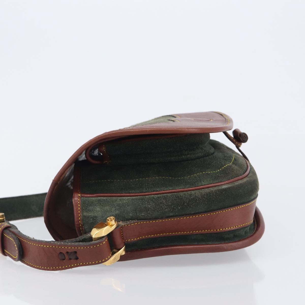LOEWE Shoulder Bag Suede Green Gold Auth 208798A