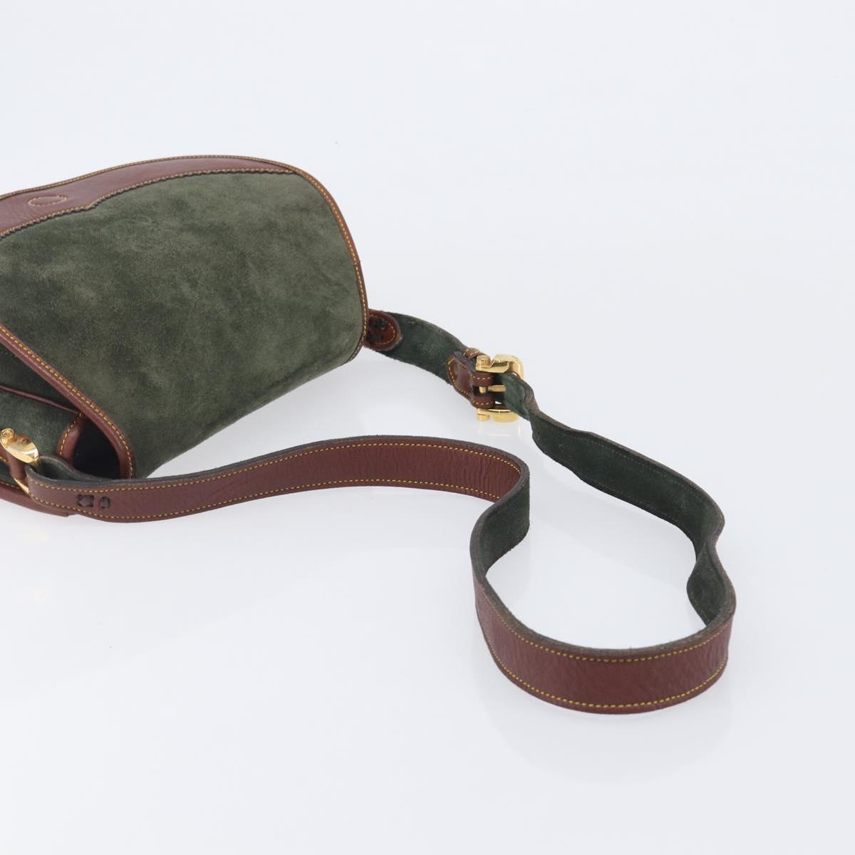 LOEWE Shoulder Bag Suede Green Gold Auth 208798A