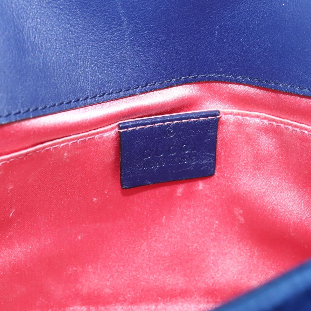 GUCCI GG Marmont Chain Shoulder Bag Velor Blue Gold 446744 Auth 208800V