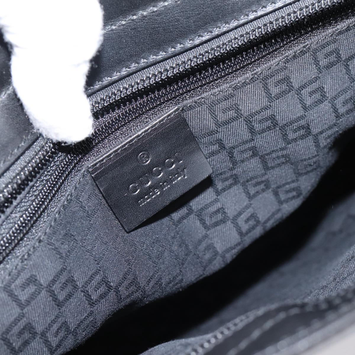 GUCCI Web Sherry Line Hand Bag Suede Leather Black Silver 33890 Auth 208802V