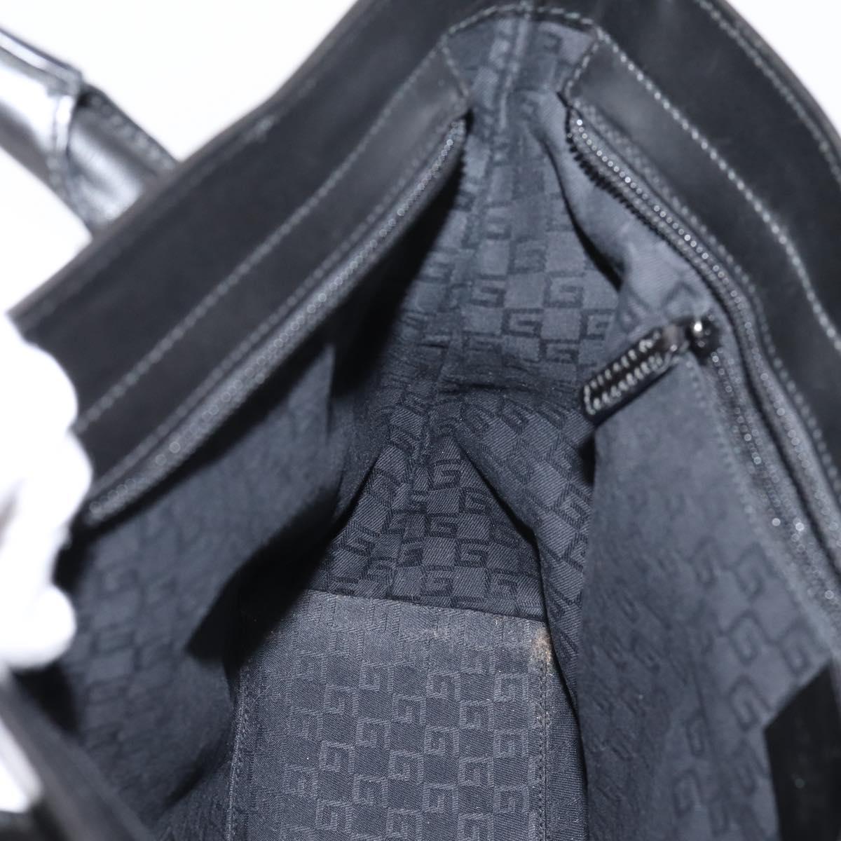 GUCCI Web Sherry Line Hand Bag Suede Leather Black Silver 33890 Auth 208802V