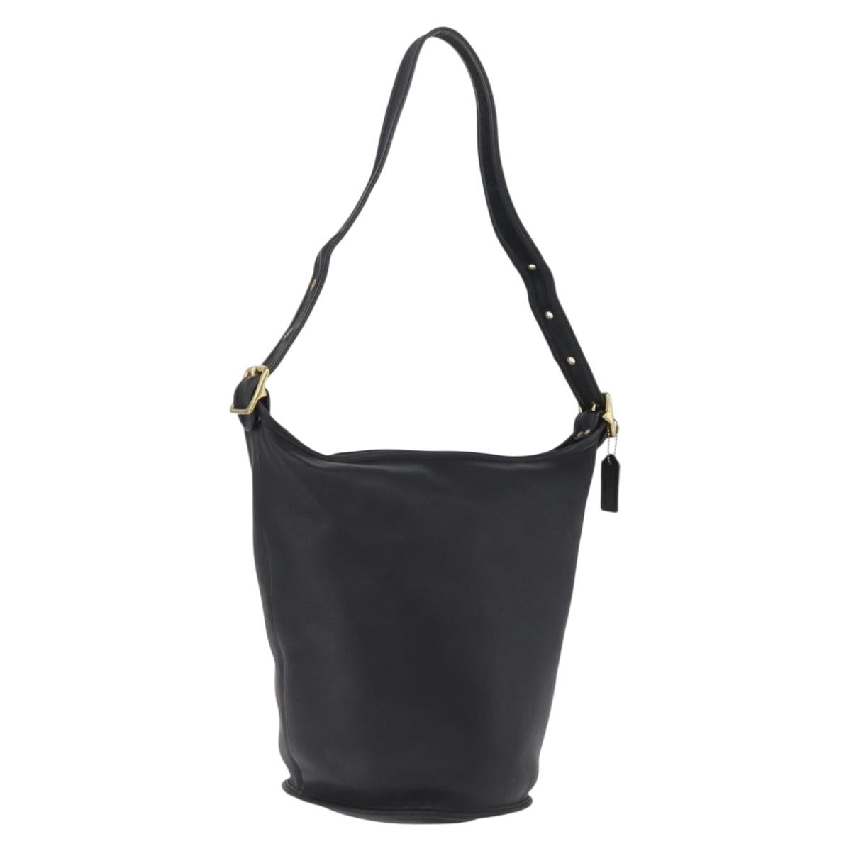 Coach Shoulder Bag Leather Black Gold Auth 208805A