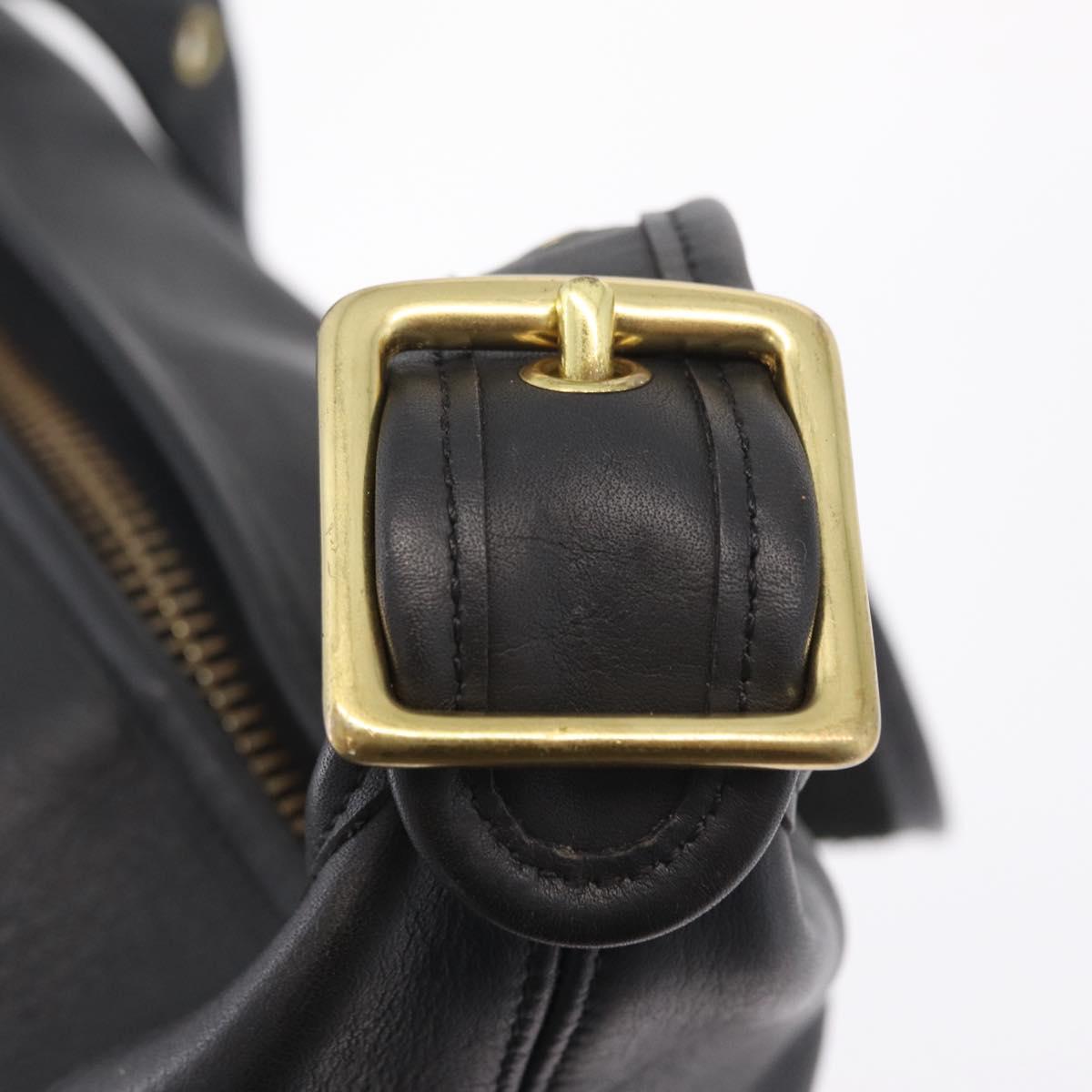 Coach Shoulder Bag Leather Black Gold Auth 208805A
