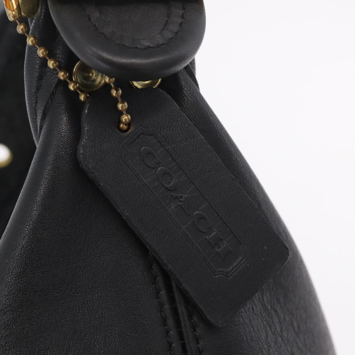 Coach Shoulder Bag Leather Black Gold Auth 208805A