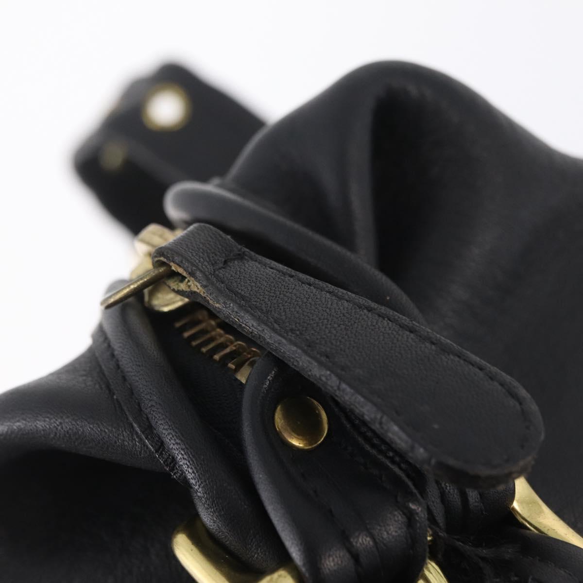 Coach Shoulder Bag Leather Black Gold Auth 208805A