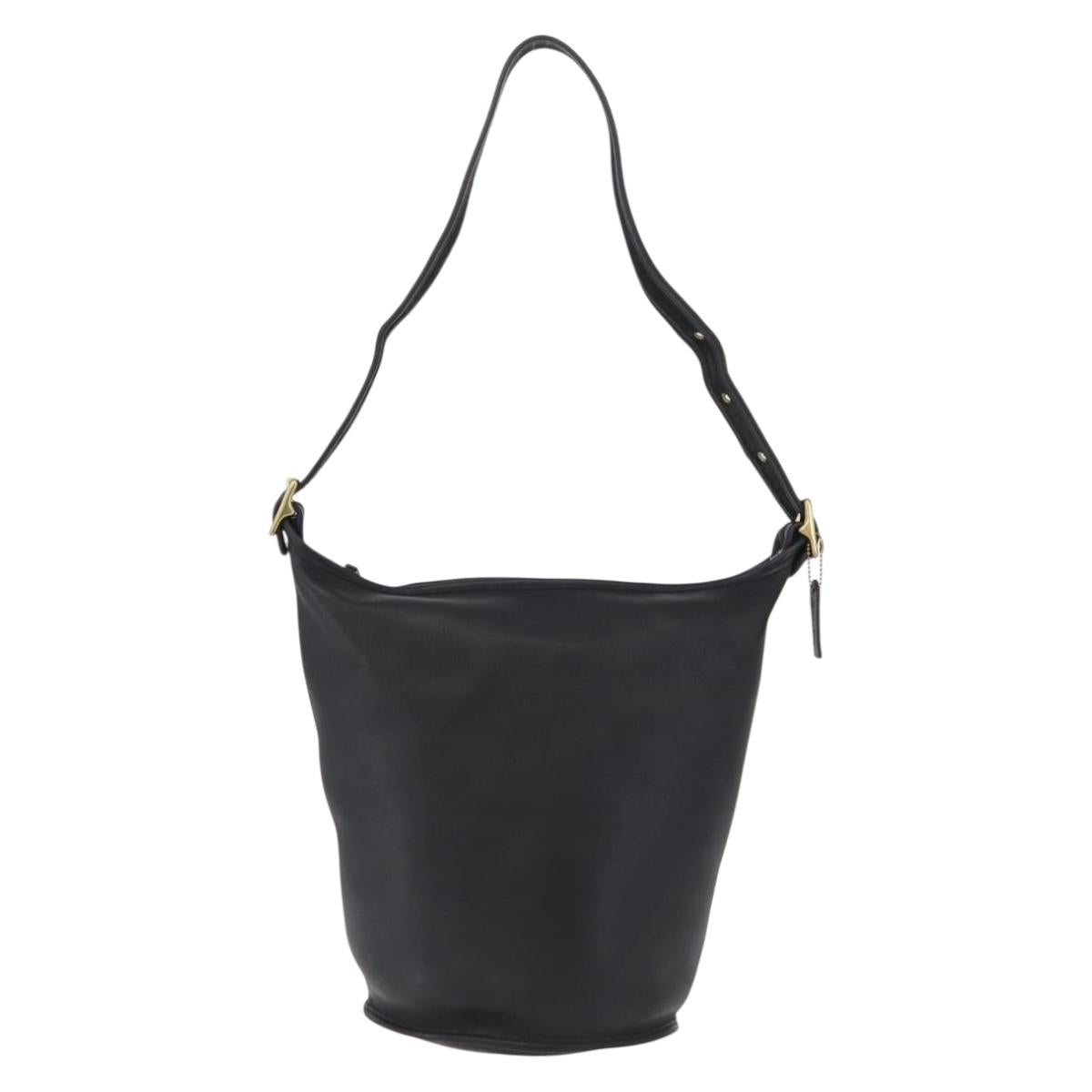 Coach Shoulder Bag Leather Black Gold Auth 208805A