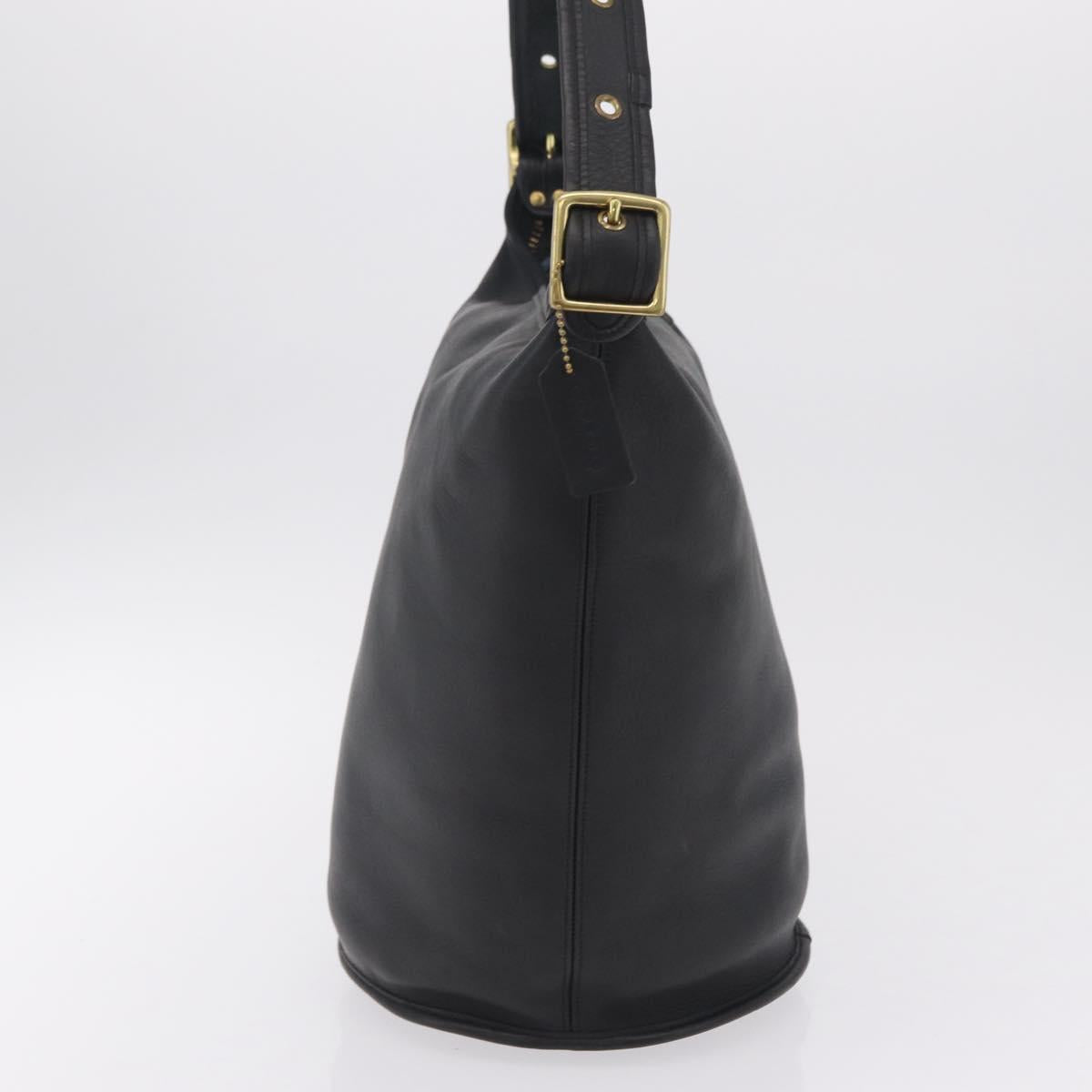 Coach Shoulder Bag Leather Black Gold Auth 208805A