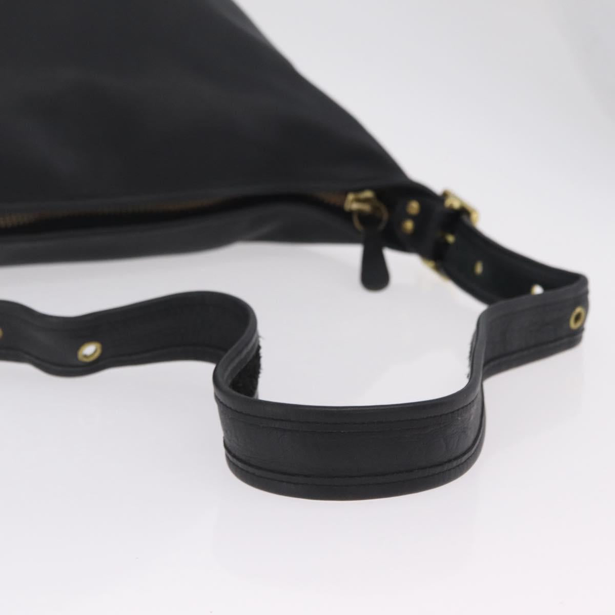 Coach Shoulder Bag Leather Black Gold Auth 208805A