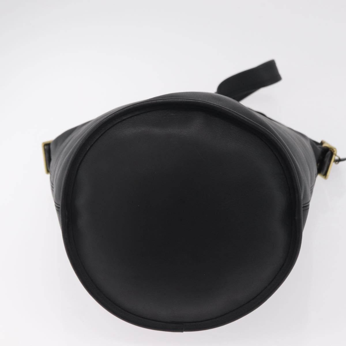 Coach Shoulder Bag Leather Black Gold Auth 208805A
