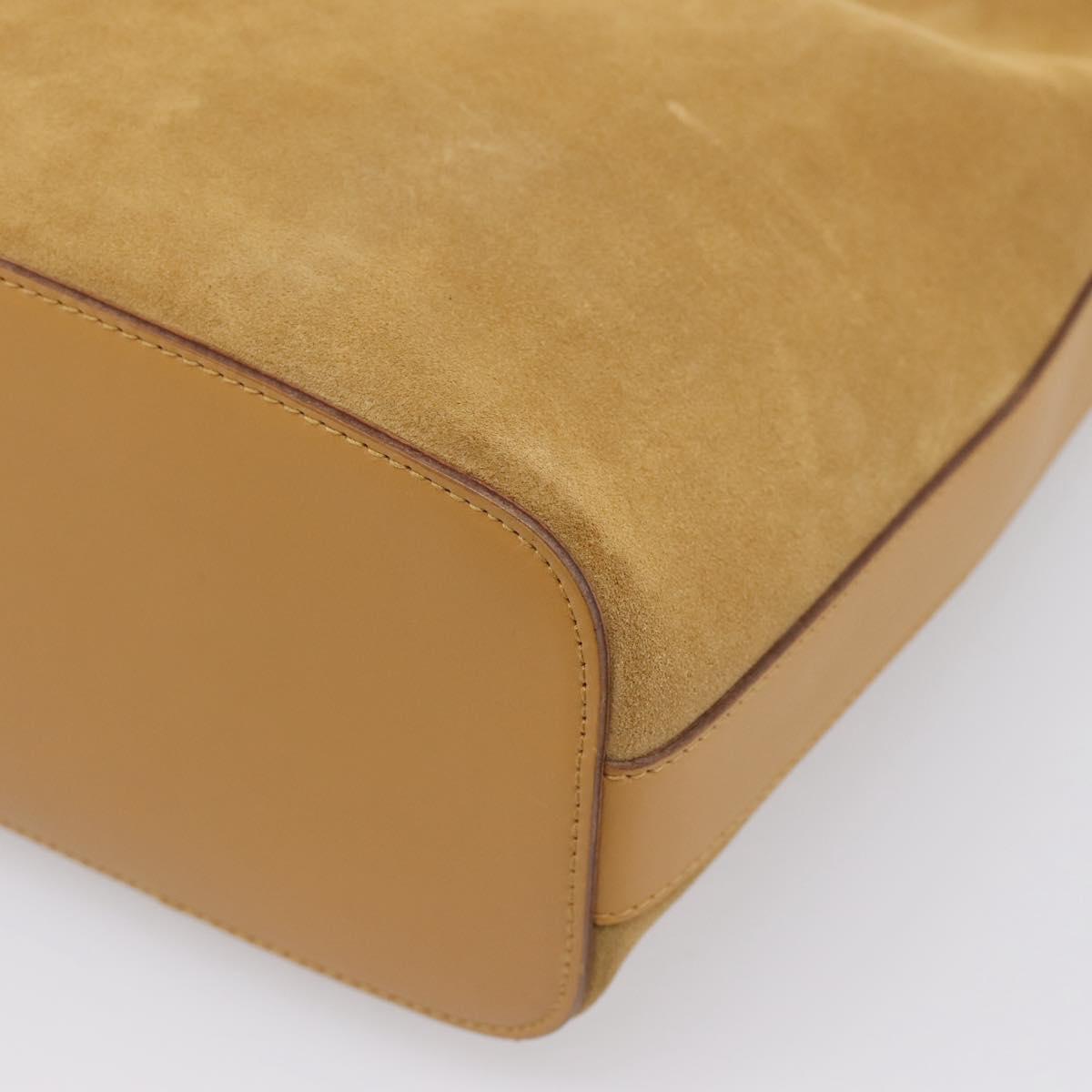 GUCCI Shoulder Bag Suede Beige Gold 001 3814 Auth 208807