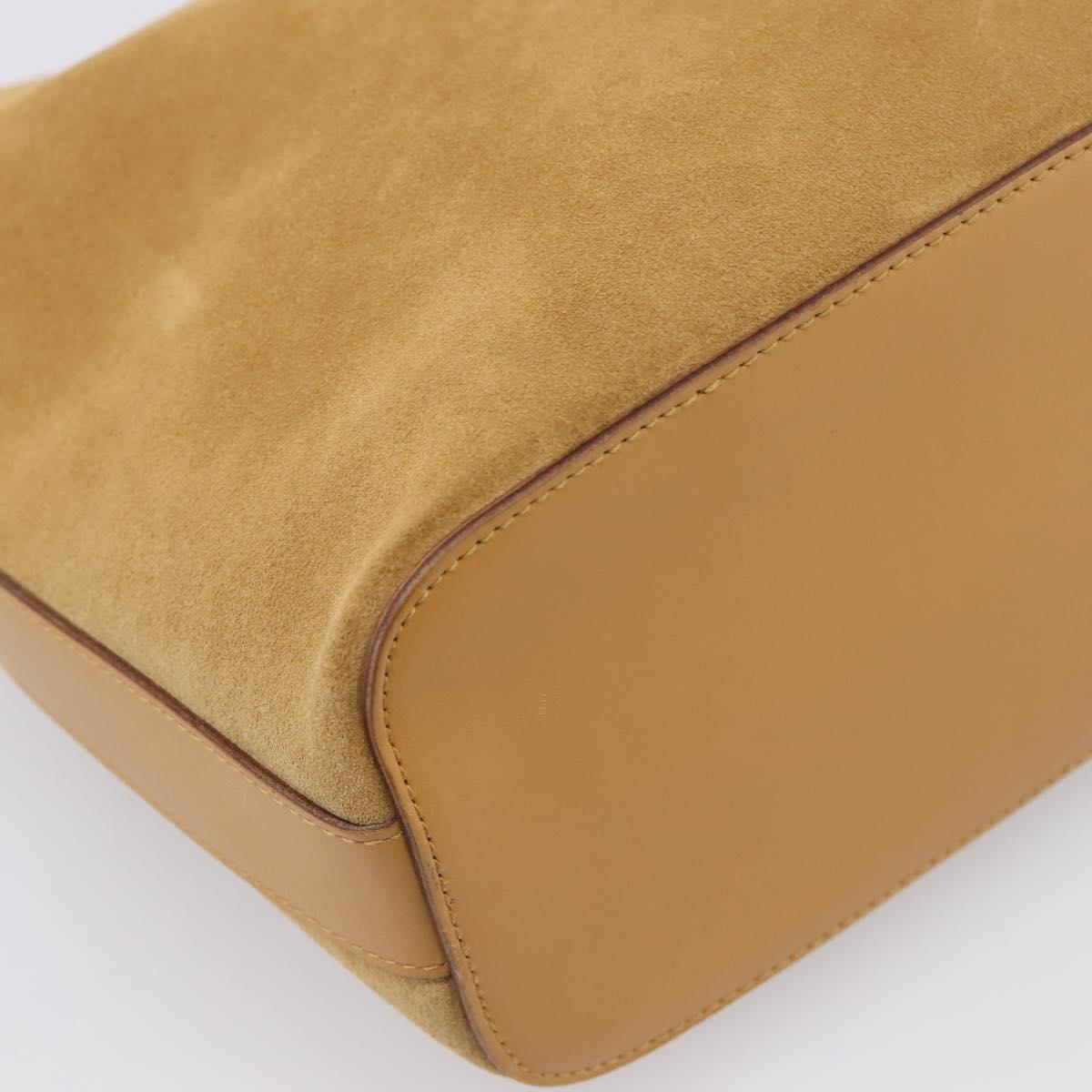 GUCCI Shoulder Bag Suede Beige Gold 001 3814 Auth 208807