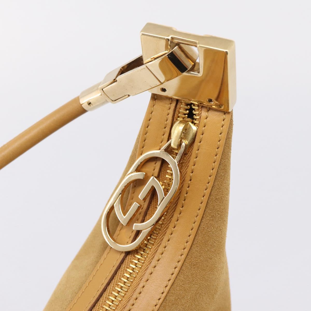 GUCCI Shoulder Bag Suede Beige Gold 001 3814 Auth 208807
