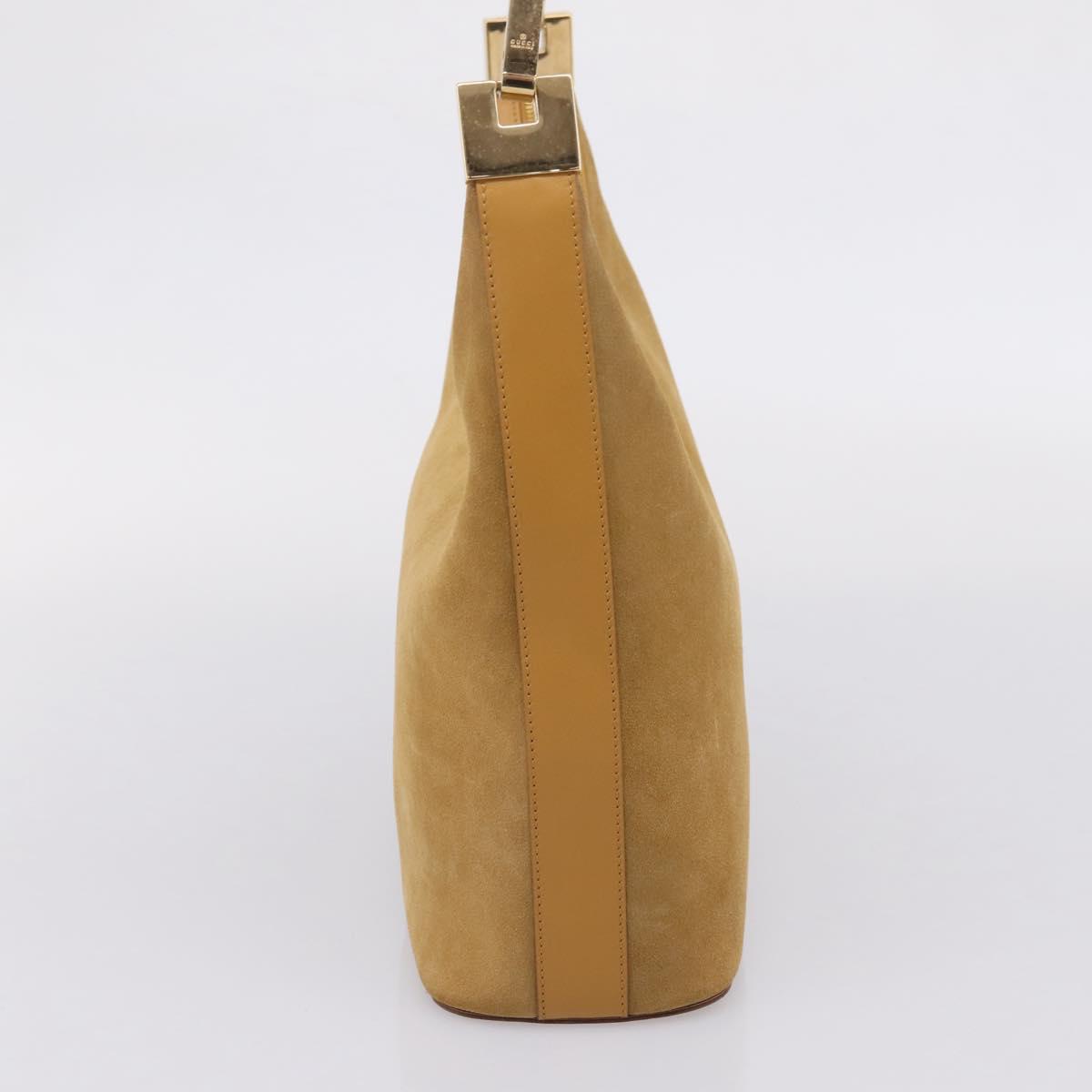 GUCCI Shoulder Bag Suede Beige Gold 001 3814 Auth 208807