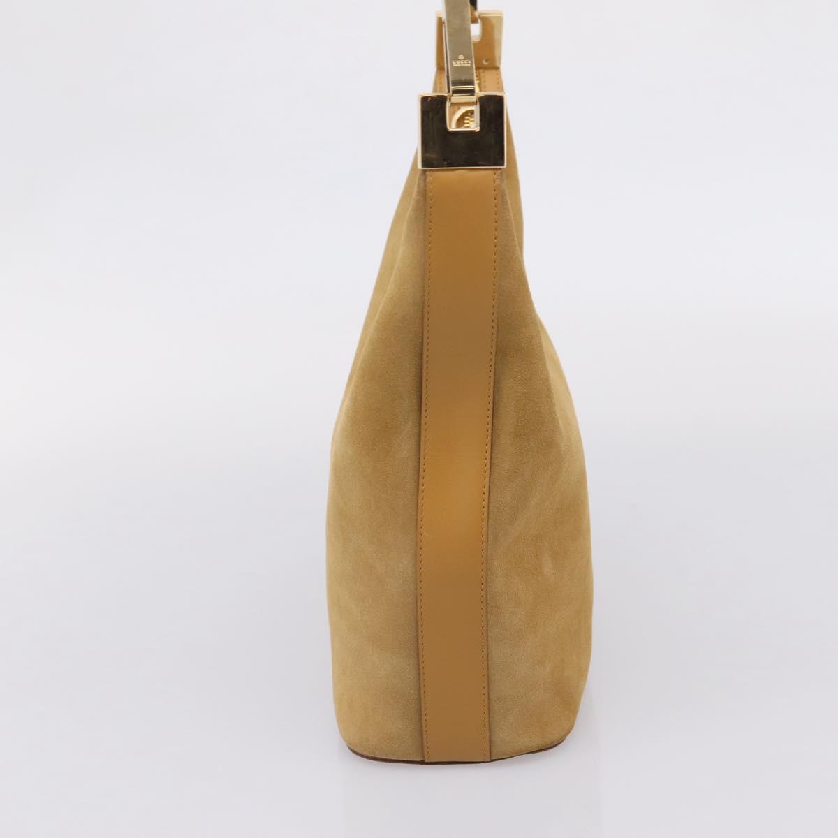 GUCCI Shoulder Bag Suede Beige Gold 001 3814 Auth 208807