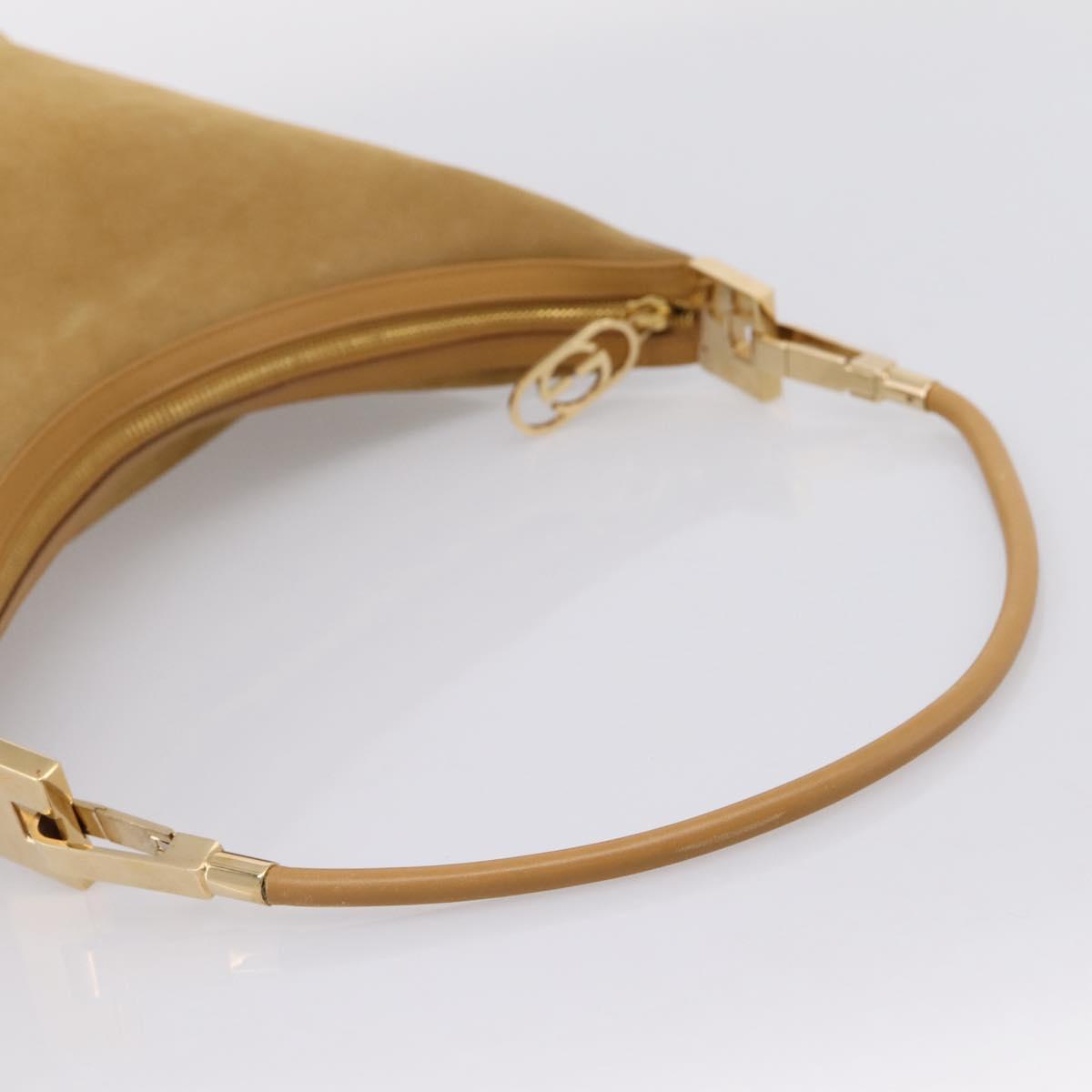 GUCCI Shoulder Bag Suede Beige Gold 001 3814 Auth 208807