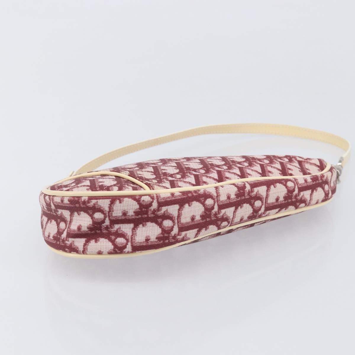 Christian Dior Trotter Canvas Saddle Pouch PVC Red Silver Auth 208809V